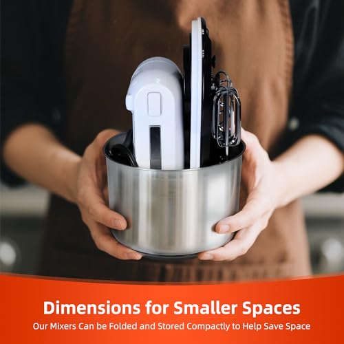 HousesAid Foldable Stand Mixer, 3.7QT Electric Kitchen Mixer, 6 Speeds with Dough Hook & Beater, Space-Saving Design for Small Kitchen, Ideal for Baking & Daily Use (white) - Image 7