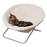 Kerbl Pet Liegemulde Alice, Katzenbett, beige, Ø 58 cm, Höhe 36 cm, weiche Softplüschauflage, Metallgestell, zusammenklappbar, waschbar
