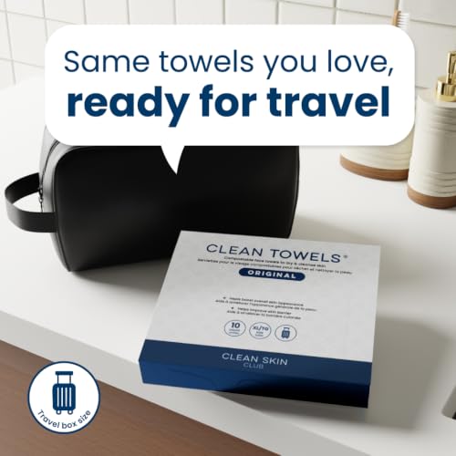 Image of Clean Skin Club Clean Towels XL Original 50 Ct + 10ct Travel Pack Duo, 100% USDA Biobased Disposable Face Towels, Eczema Association Accepted, Makeup Remover Dry Wipes, Ultra Soft