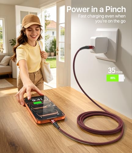 Image of USB to USB C Cable Fast Charging 6FT, 2Pack USBA to USBC Cable for CarPlay