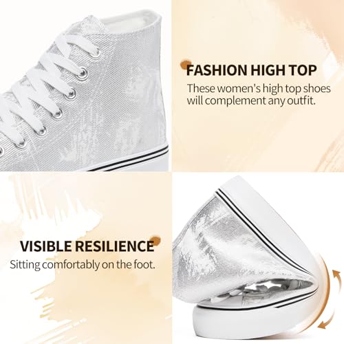 Image of kufeiti Women's High Top Canvas Sneakers Casual Walking Shoes