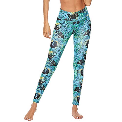 ZHJA 2019 Europe and The United States New Ladies Flower Print Hip Yoga Pants Sports Fitness Pants Sexy Hips Leggings Green