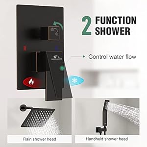 Shower system rainfall shower faucets set oil rubbed bronze 8 inch wall mounted rain shower head with handheld spray shower valve and trim included  urban country home decor