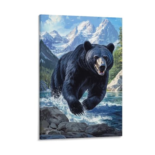 Impression sur toile ours décoration murale affiche moderne 50x75cm
