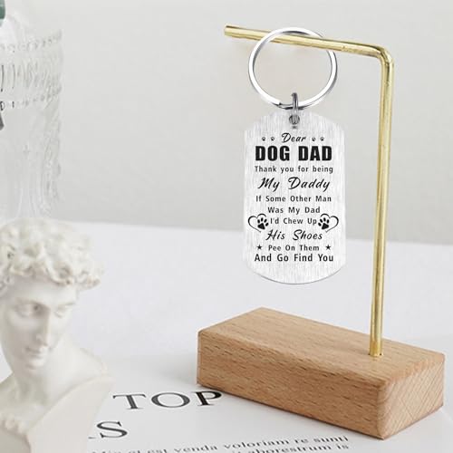 Image of Laluminter Fathers Day Dog Dad Gifts - Best Dog Dad Ever Keychain - I Woof You Gift from Doggy to Daddy