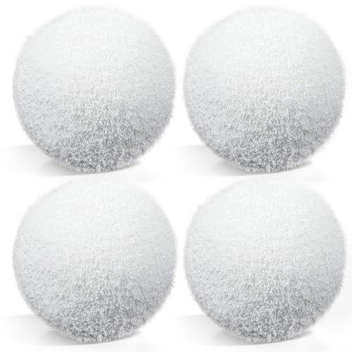 Matwsec 4 Pack Scum Balls for Spas Hot Tub and Pool 3 Inch Hot Tub Scum Absorber Reusable Pool Filter Balls White Washable Hot Tub Oil Scum Absorber Hot Tub Accessories