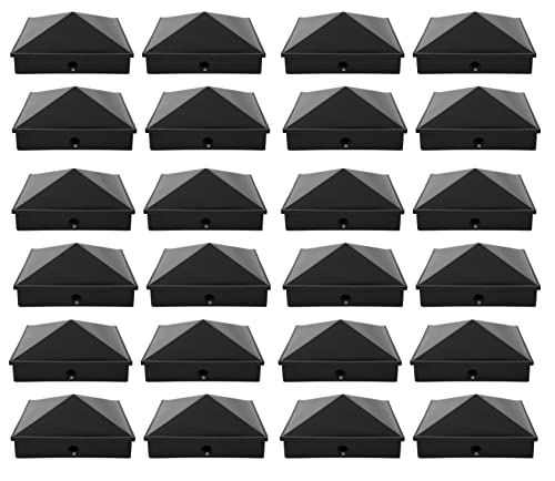 Kunststoff-Pyramide, 10,2 x 10,2 cm, Zaunpfostenkappen mit vorgebohrtem Loch, Schwarz oder Weiß, Multi-Packungen (24, schwarz) Cover