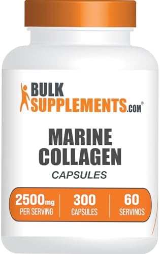 BULKSUPPLEMENTS.COM Marine Collagen Capsules - Collagen Supplement, Collagen Peptides Capsules, Marine Collagen Pills - Gluten Free, 5 Capsules per Serving, 60-Day Supply, 300 Capsules