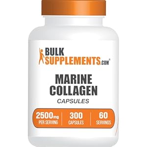 BulkSupplements.com Marine Collagen Capsules – Collagen Supplement, Collagen Peptides Capsules, Marine Collagen Pills – Gluten Free, 5 Capsules per Serving, 60-Day Supply, 300 Capsules