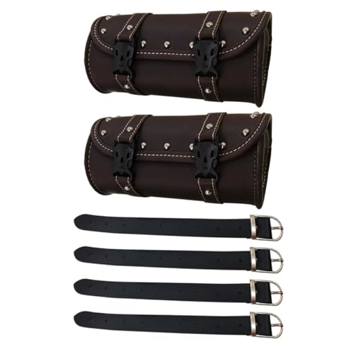 SHINEOFI 2 piezas Alforjas Laterales para Motocicleta Marrón Claro Bolso Organizador de Herramientas con Estuche Resistente para Accesorios de Motocicleta