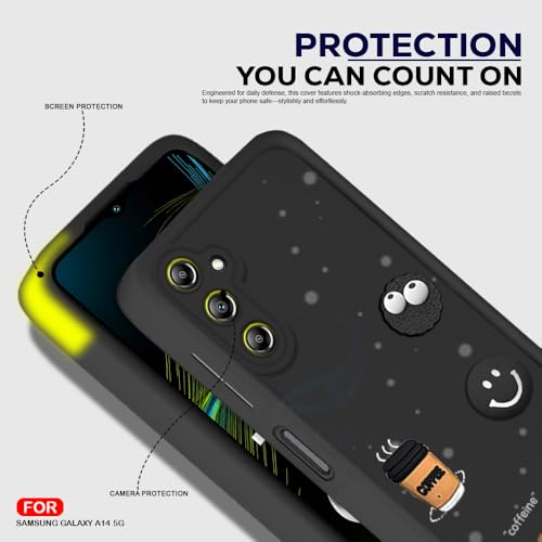 Image of AESTMO Back Case Cover for Samsung Galaxy A14 5G Cover | Cute Fun Cartoon 3D Ball | Coffee Silicone Case | Full Body Protection | Camera Protection Back Cover for Samsung Galaxy A14 5G (Black)