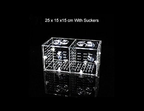 Aquarium Acrylic Assembled Dual Fish Tank Isolation breeding Box (sucker version) 25x15x15cm
