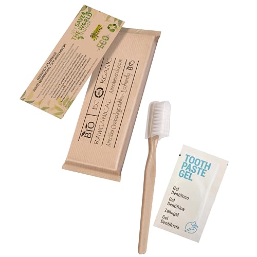 Dental Set, Zahnbürste und Zahncreme| Öko Dental-Set einzeln verpackt| Für Hotels, Reisen und Events|Zahnpflege Sets| 50 Stück
