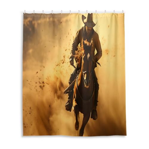DUOBU Cowboy Shower Curtain Washable Waterproof Fabric Bath Curtain 60x72Inch Shower Curtains with Hooks for Bathroom Decor
