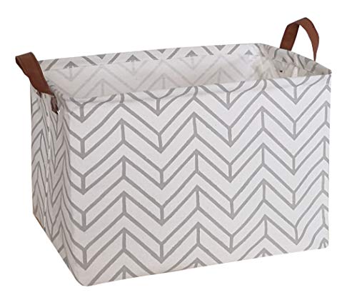 CLOCOR Rectangular Storage Basket,Collapsible Cute Pattern Storage Bin,Waterproof Coating Storage Box with Handles for Home Organization,Toy Organizer,Shelf Basket (Grey geometry)