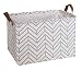 CLOCOR Rectangular Storage Basket,Collapsible Cute Pattern Storage Bin,Waterproof Coating Storage Box with Handles for Home Organization,Toy Organizer,Shelf Basket (Grey Geometry)