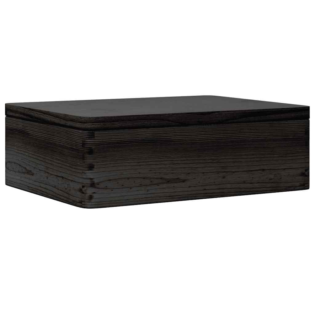 vidaXL Wooden Box with Lid Black 40x30x13 cm Solid Wood Pine, wooden storage box, wooden crate, wooden storage chest, storage box, wooden chest