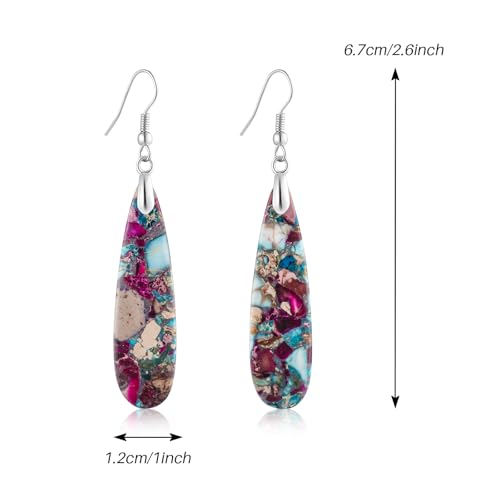 SELOVO Boho Stone Earrings for Women Trendy Teardrop Dangle Earrings Fishhook Drop Earrings4