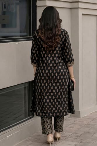 Image of ANNI Designer Kurta Set for Women Viscose Printed | Kurti Set for Woman | Kurta Pant Set | 2 Piece Set Women | Mandarin Neck 3 /4 Sleeve Regular Fit Stylish Ethnic Outfit Clothing