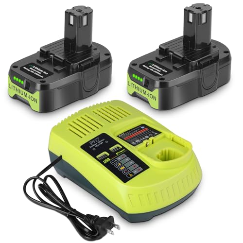 KUNLUN 2Pack 3.5Ah P102 Battery for Ryobi 18V Battery and P117 Charger Combo Compatible for Ryobi 18 Volt ONE+ P103 P104 P105 P107 P109 P190 P191 P122 Power Tools
