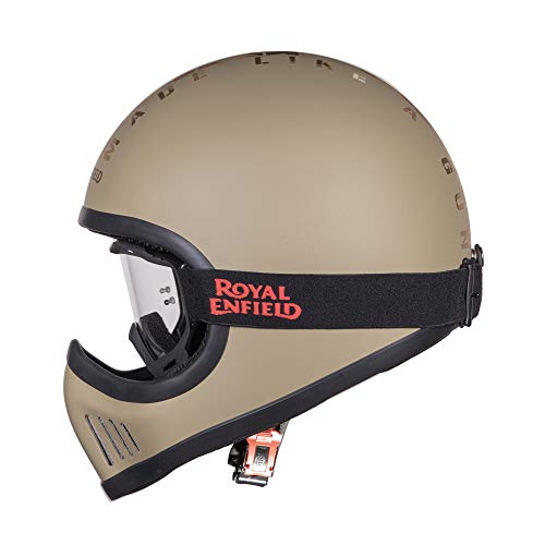 Image of Royal Enfield Enduro Full Face Camo MLG Helmet with Goggles Matt Desert Storm, Size: XL(61-62cm)