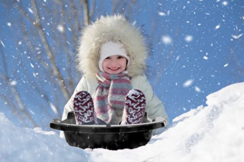 Image of Superio Toboggan Snow Sled for Kids and Adults, 46 inch Heavy Duty Plastic Open Back Slider with Handles and Hole for Pull Ropes- (Ropes Excluded) Kid and Adult Winter Fun