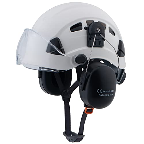 Hard Hat with Visor and Earmuffs LOHASWORK ANSI Z89.1 Safety Helmet