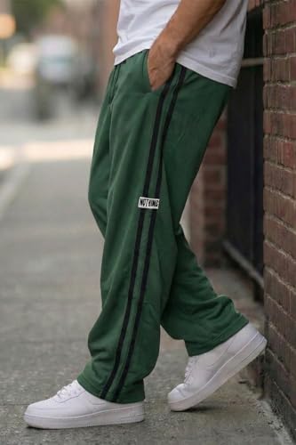 Image of Veirdo Cotton Terry Side Striped Oversized Loose Fit Knitted Cargo for Men (Colors: Beige & Olive)