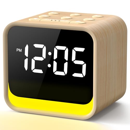 REACHER Radiowecker für das Schlafzimmer, Digitale FM Radiouhr mit Weißrausch-Soundmaschine, 9 Alarmtönen, dimmbarem Display, 7 Farben Nachtlicht,...