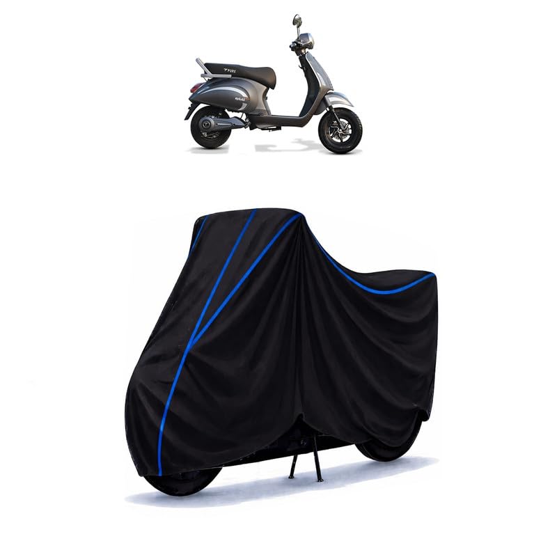 Image of Scooty Cover Water Resistant for EPluto 7G CX | Universal Scooter & Bike Cover | Heavy Duty UV Dust, Rain & Scratch Protection Weather Indoor Outdoor | Black with Blue Piping
