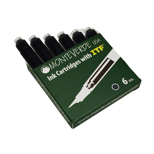 Cartouches d'encre Monteverde noir pour stylo plume, le lot de 6 recharges internationales