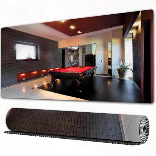 FEHWI Gaming Mouse Pad Extra Large Keyboard Mouse Mat Desk Pad Soft Smooth Surface and Anti-Slip Rubber,Modern Decor,House with Snooker Table Hobby Pool Game Flat Furniture Leisure,16x29.5 in