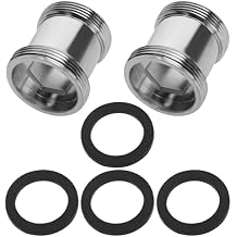 The Lord of the Tools 2 Sets 24mm Male to 22mm Male Thread Brass Faucet Adapter Length Extension Tap Aerator Connector for Kitchen Bathroom Sink with Gasket, Silver, 594-C-HPW