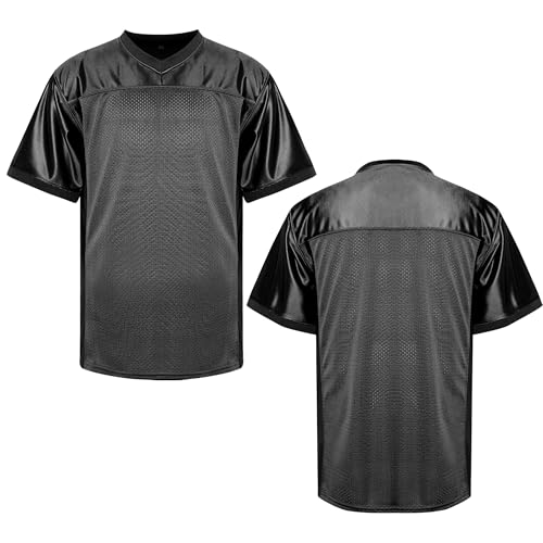 MESOSPERO Blank Football Jerseys for Men,Mesh Polyester Plain Football Shirt Pullover Sports Clothing S-3XL (#Blank Black,X-Small)