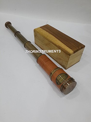 Nautical Brass Antique Telescope Red Leather Marine Collectible 16