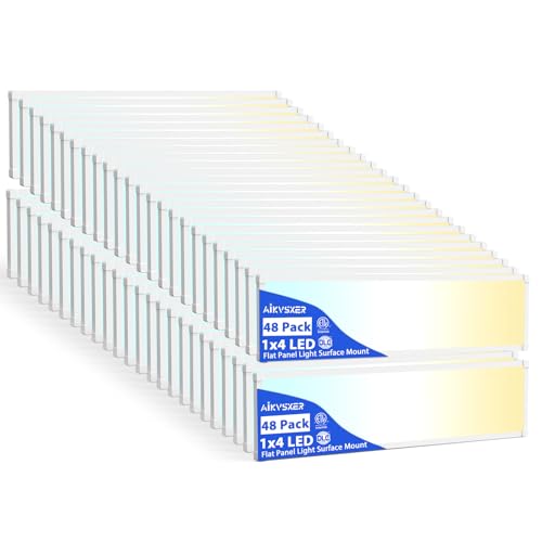 Image of AIKVSXER 48Pack 1x4 LED Flat Panel Light, 6500LM Ultra-Bright, 30-50W White