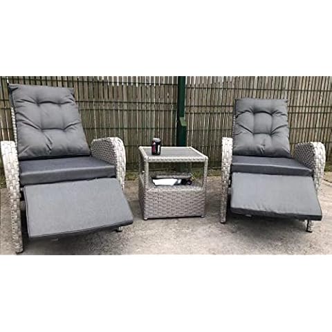 Garden Reclining Chair | Patio Lounge Chair Set | Outdoor Wiker Recliner Chair | Rattan Armchair with Ice Bucket | Adjustable Outdoor Reclining Lounge Chair | Patio Recliner Chair Cover