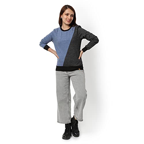 Image of PINACOLADA Women's Double Striped Hoodie with Ribbed Hem for Casual Wear | Hooded Neck | Long Sleeve | Pull On Closure | Cotton Sweatshirt Crafted with Comfort Fit for Everyday Wear