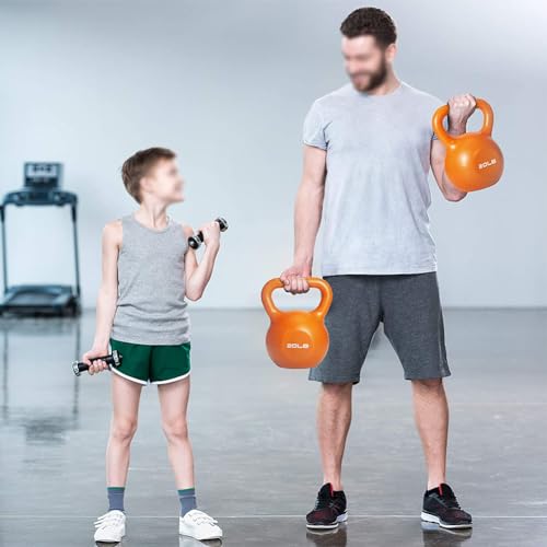 Kettlebell Vinyl Coated – Great for Dumbbell Weights Exercises, Full Body Workout Equipment Push up, Grip Strength and Strength Training Weight Lifting Equipment, Comfortable Grip Wide 20lbs