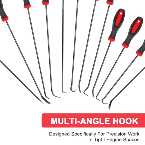 Image of Keze 12 Pcs Pick and Hook Tool Set Includes Long & Mini Precision Pick Tool Kit for Car Auto Oil Seal /O-Ring Seal Gasket Pick Hooks Puller Remove