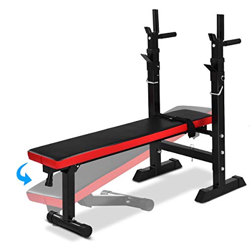 Goplus Adjustable Weight Bench –Weight Lifting Bench – Multi-function for Fitness Exercise and Strength Workout - Fully Adjustable Weight Catches Bench Press - Foldable Incline Exercise Bench