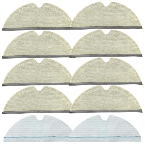 Mop Pad for Roborock Q5 Pro, Q7, Q7 Max, S5, S5 MAX, S6, S6 MAXV, S6 Pure, E-Series, Q5, Q8 Max+, Q8 Max Robot Vacuum Cleaner, 8 Pcs Reusable and 2 Pcs Disposable, Q8 Max Mop Pad Replacement