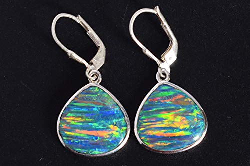 Pendientes de ópalo de fuego multicolor joyería boho plateada gitana 5
