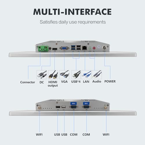 Image of 15.6 inch Industrial Touch Panel PC, Ratio 16:9 Multi-Touchscreen-Monitor,Wall Mounted Touch Screen Panel Computer,WiFi & Built-in Speakers,IP65 Front,Win 11 I7 RAM 8G+512G SSD