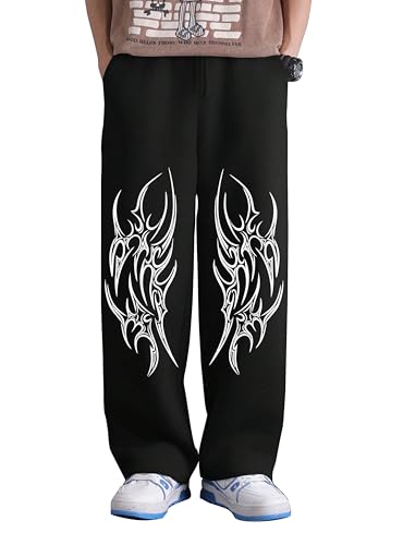 MIGLOCUST Boys Cotton Baggy Sweatpants with Tribal Print | Stylish Loose Fit Track Pants for Kids & Teens 10-11 Years