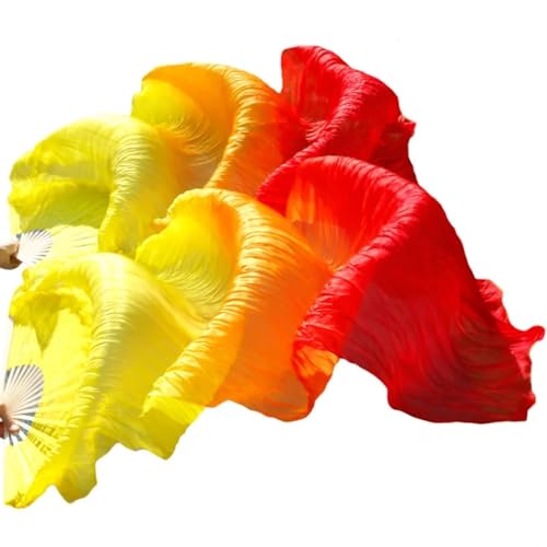 Éventails de danse du ventre en dégradé de couleurs avec voiles longs et fluides