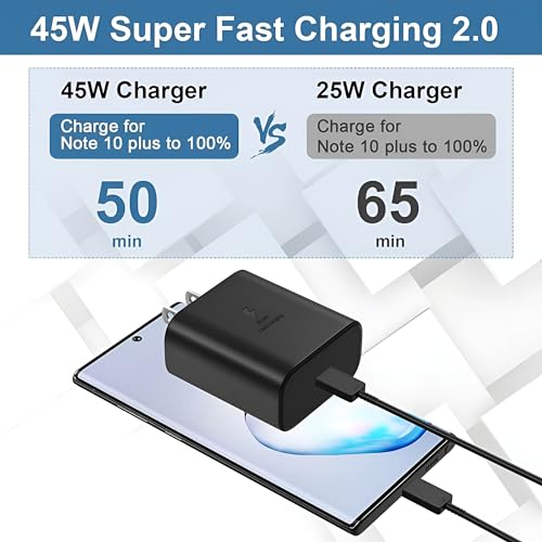 Image of Samsung 45W Usb C Port Super Fast 2.0 Charger Adapter,Type-C Phone Wall Charging Compatible With Samsung Galaxy S24 Ultra|S23 Plus|S23 Fe|Z Fold 6 /5 /4 /3|Z Flip 6 /5 /4 /3,45 W Charge,Black