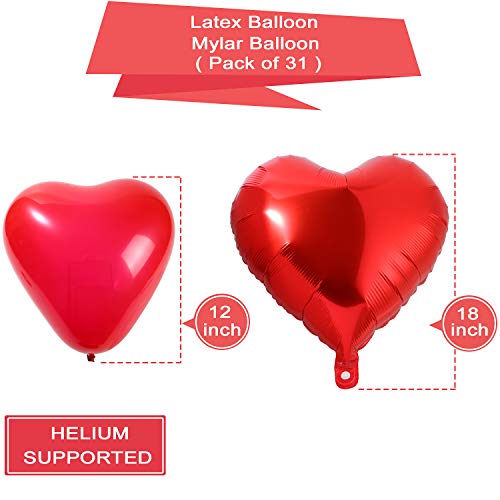 Golray 40 Pack I Love You Balloons and Heart Balloons Kit with 1000 Pcs Dark-Red Silk Rose Petals Wedding Flower Decoration Love-Bear Red Heart Balloons for Valentine Day Party Decorations by Golray - Image 2
