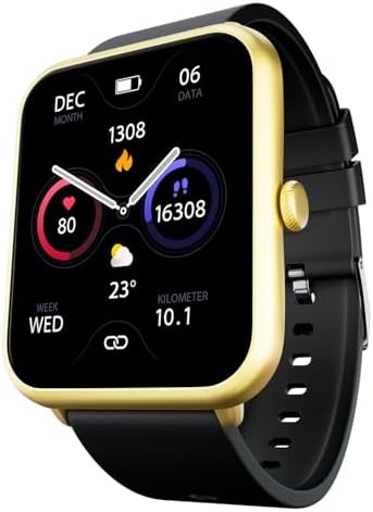 Fire‑Boltt Ninja Call Pro Plus Bluetooth Calling Smart Watch, 1.83″ HD Display,AI Voice Assistant, 120+ Sports Modes, IP67 Waterproof, SpO2 & Heart Rate Monitor Smartwatch for Men & Women - Gold Black
