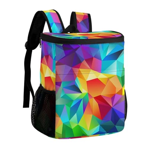 Sac à dos isotherme arc-en-ciel géométrique étanche polyester